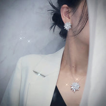 Load image into Gallery viewer, LUOWEND 18K White Gold Real Natural Diamond Stud Earring and Necklace for Women
