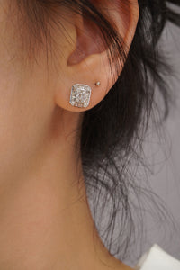 LUOWEND 18K White Gold Real Natural Diamond Stud Earrings for Women