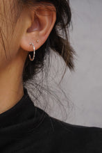 Load image into Gallery viewer, LUOWEND 18K White Gold Real Natural Diamond Hoop Earrings for Women
