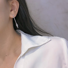 Load image into Gallery viewer, LUOWEND 18K White Gold Real Natural Diamond Drop Earrings for Women
