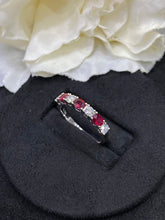 Load image into Gallery viewer, LUOWEND 18K White Gold Real Natural Ruby and Diamond Gemstone Ring for Women
