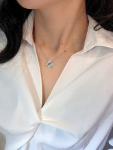 Load image into Gallery viewer, LUOWEND 18K White Gold Real Natural Emerald and Diamond Gemstone Necklace for Women
