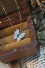 Load image into Gallery viewer, LUOWEND 18K White Gold Real Natural Emerald and Diamond Gemstone Necklace for Women
