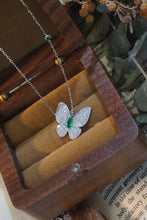 Load image into Gallery viewer, LUOWEND 18K White Gold Real Natural Emerald and Diamond Gemstone Necklace for Women
