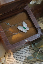 Load image into Gallery viewer, LUOWEND 18K White Gold Real Natural Emerald and Diamond Gemstone Necklace for Women
