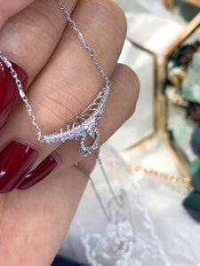 LUOWEND 18K White Gold Real Natural Diamond Pendant Necklace for Women