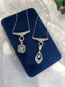 LUOWEND 18K White Gold Real Natural Diamond Pendant Necklace for Women