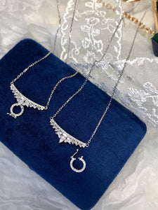 LUOWEND 18K White Gold Real Natural Diamond Pendant Necklace for Women