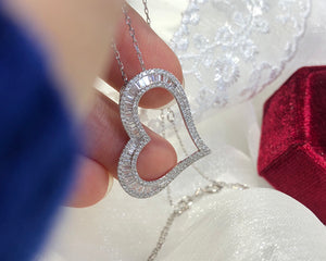 LUOWEND 18K White Gold Real Natural Diamond Earrings and Necklace for Women