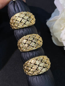 LUOWEND 18K Yellow Gold Real Natural Diamond Ring for Women