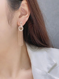 LUOWEND 18K Rose Gold Real Natural Diamond Drop Earrings for Women