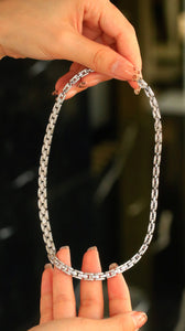 LUOWEND 18K White Gold Real Natural Diamond Necklace for Women