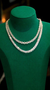 LUOWEND 18K White Gold Real Natural Diamond Necklace for Women