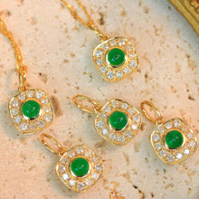 Load image into Gallery viewer, LUOWEND 18K Yellow Gold Real Natural Emerald and Diamond Gemstone Necklace for Women
