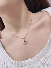Load image into Gallery viewer, LUOWEND 18K White and Yellow Gold Real Natural Ruby Gemstone Necklace for Women
