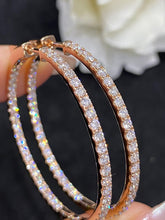 Load image into Gallery viewer, LUOWEND 18K Rose Gold Real Natural Diamond Hoop Earrings for Women
