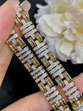 Load image into Gallery viewer, LUOWEND 18K White and Yellow Gold Real Natural Diamond Bracelet for Women
