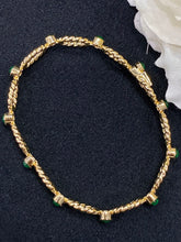 Load image into Gallery viewer, LUOWEND 18K Yellow Gold Real Natural Emerald Gemstone Bracelet for Women
