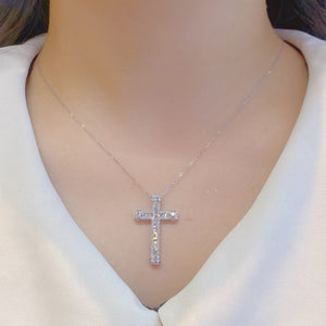 LUOWEND 18K White Gold Real Natural Diamond Pendant Necklace for Women