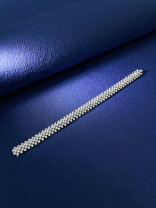 LUOWEND 18K White Gold Real Natural Diamond Bracelet for Women