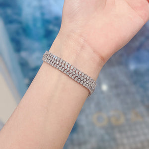 LUOWEND 18K White Gold Real Natural Diamond Bracelet for Women