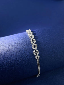 LUOWEND 18K White Gold Real Natural Diamond Bracelet for Women