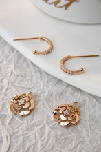 Load image into Gallery viewer, LUOWEND 18K Rose Gold Real Natural Diamond Drop Earrings for Women
