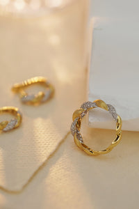 LUOWEND 18K White and Yellow Gold Real Natural Diamond Hoop Earrings for Women