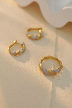 Load image into Gallery viewer, LUOWEND 18K White and Yellow Gold Real Natural Diamond Hoop Earrings for Women
