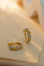 Load image into Gallery viewer, LUOWEND 18K White and Yellow Gold Real Natural Diamond Hoop Earrings for Women
