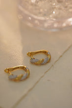 Load image into Gallery viewer, LUOWEND 18K White and Yellow Gold Real Natural Diamond Hoop Earrings for Women
