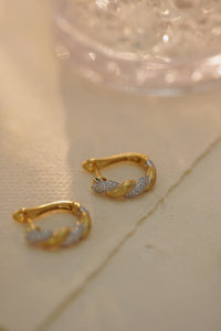 LUOWEND 18K White and Yellow Gold Real Natural Diamond Hoop Earrings for Women