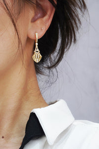 LUOWEND 18K Yellow Gold Real Natural Diamond Drop Earrings for Women