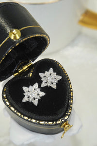 LUOWEND 18K White Gold Real Natural Diamond Stud Earrings for Women