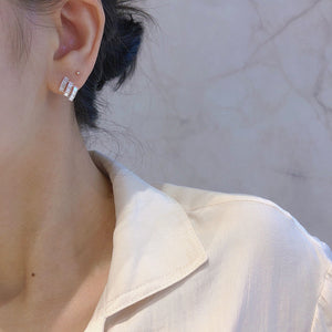 LUOWEND 18K White Gold Real Natural Diamond Stud Earrings for Women