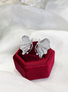 LUOWEND 18K White Gold Real Natural Diamond Stud Earrings for Women