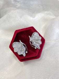 LUOWEND 18K White Gold Real Natural Diamond Stud Earrings for Women