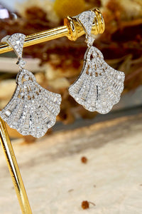 LUOWEND 18K White Gold Real Natural Diamond Drop Earrings for Women