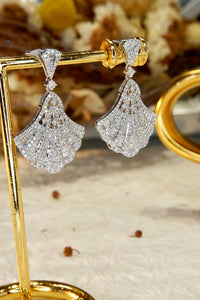 LUOWEND 18K White Gold Real Natural Diamond Drop Earrings for Women
