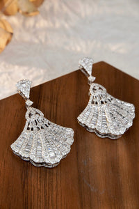 LUOWEND 18K White Gold Real Natural Diamond Drop Earrings for Women