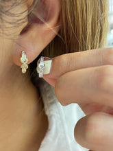 Load image into Gallery viewer, LUOWEND 18K White or Yellow Gold Real Natural Diamond Hoop Earrings for Women
