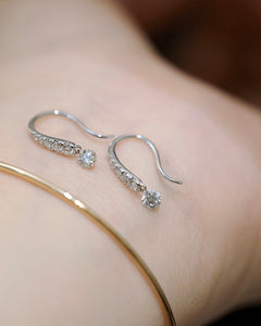 LUOWEND 18K White Gold Real Natural Diamond Hoop Earrings for Women