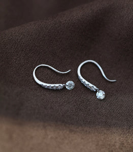 LUOWEND 18K White Gold Real Natural Diamond Hoop Earrings for Women