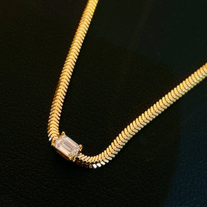 LUOWEND 18K Yellow Gold Real Natural Diamond Necklace for Women