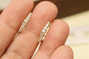 LUOWEND 18K White or Yellow Gold Real Natural Diamond Hoop Earrings for Women