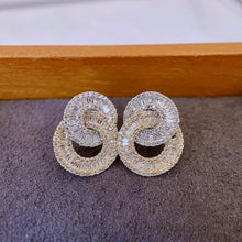 Load image into Gallery viewer, LUOWEND 18K White and Yellow Gold Real Natural Diamond Stud Earrings for Women
