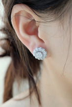 Load image into Gallery viewer, LUOWEND 18K White Gold Real Natural Diamond Stud Earrings for Women
