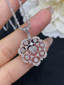 LUOWEND 18K White or Yellow Gold Real Natural Diamond Pendant Necklace for Women
