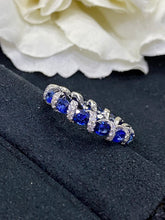 Load image into Gallery viewer, LUOWEND 18K White Gold Real Natural Sapphire Gemstone Ring for Women
