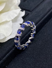 Load image into Gallery viewer, LUOWEND 18K White Gold Real Natural Sapphire Gemstone Ring for Women
